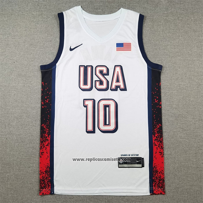 Camiseta USA 2024 Jayson Tatum #10 Blanco
